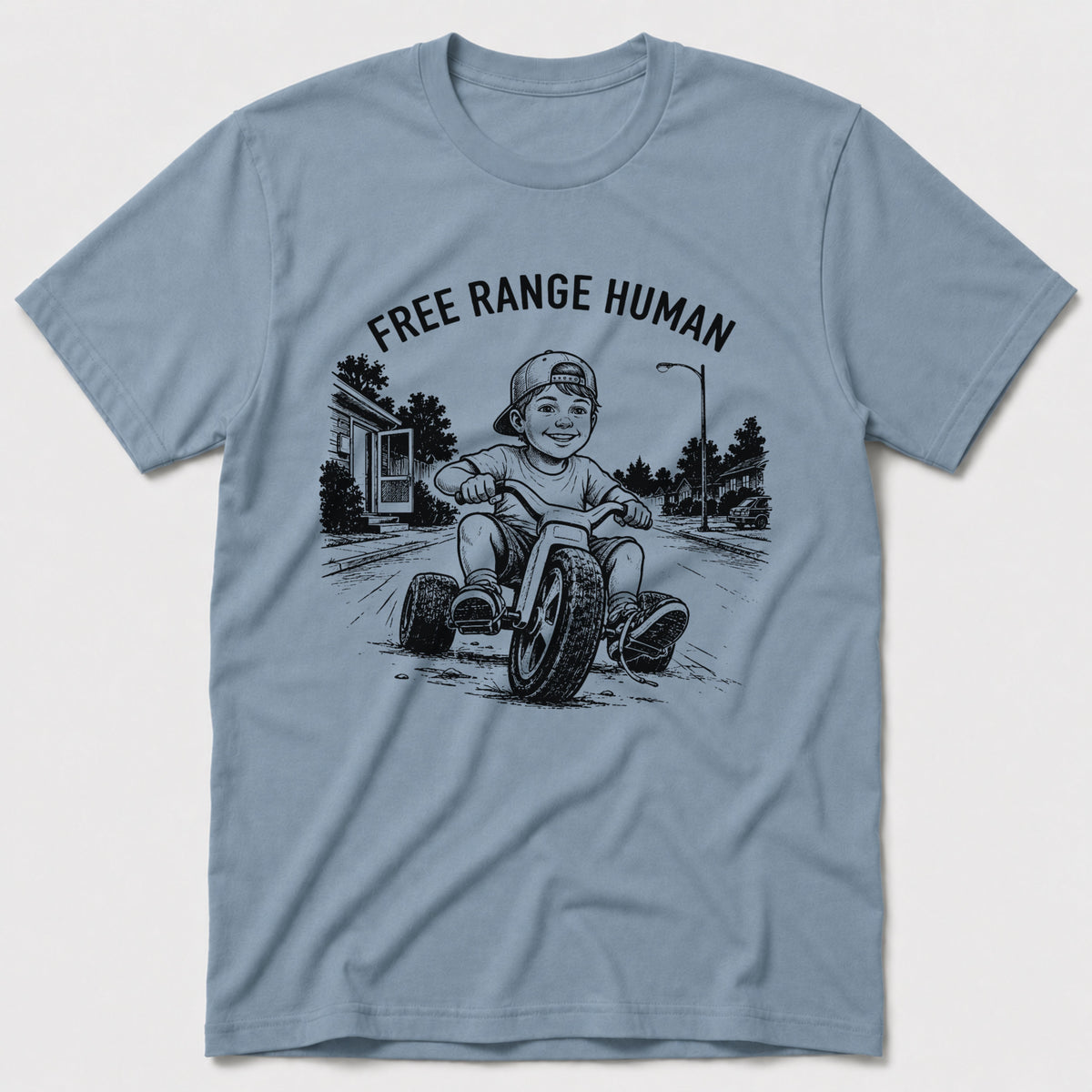 Free Range Human T-Shirt - Stone Blue