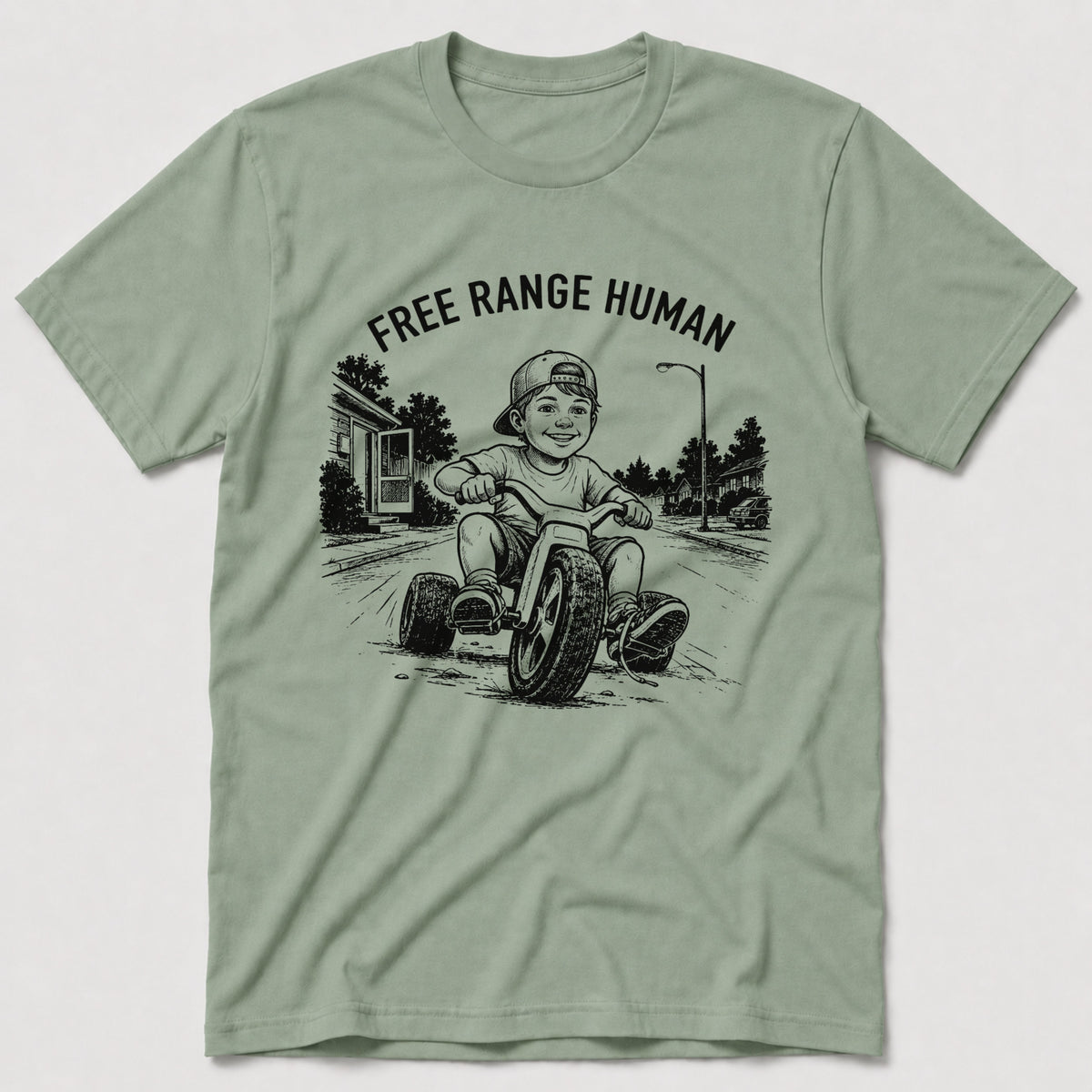 Free Range Human T-Shirt - Sage